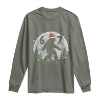 Funny Bigfoot 67 Christmas Night Stroll Moon Sasquatch Long Sleeve Shirt - Wonder Print Shop