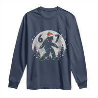 Funny Bigfoot 67 Christmas Night Stroll Moon Sasquatch Long Sleeve Shirt - Wonder Print Shop