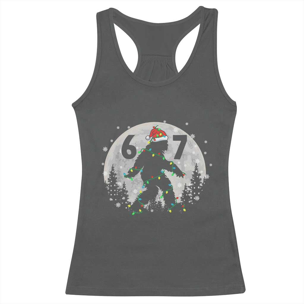 Funny Bigfoot 67 Christmas Night Stroll Moon Sasquatch Racerback Tank Top - Wonder Print Shop