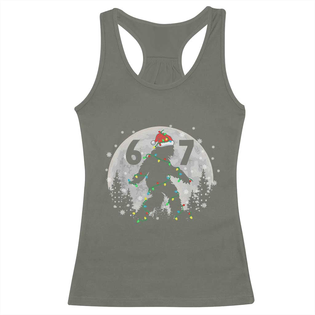 Funny Bigfoot 67 Christmas Night Stroll Moon Sasquatch Racerback Tank Top - Wonder Print Shop