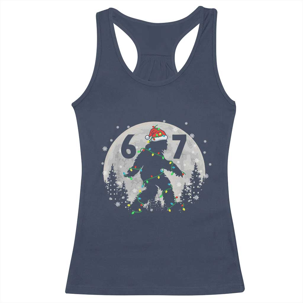 Funny Bigfoot 67 Christmas Night Stroll Moon Sasquatch Racerback Tank Top - Wonder Print Shop