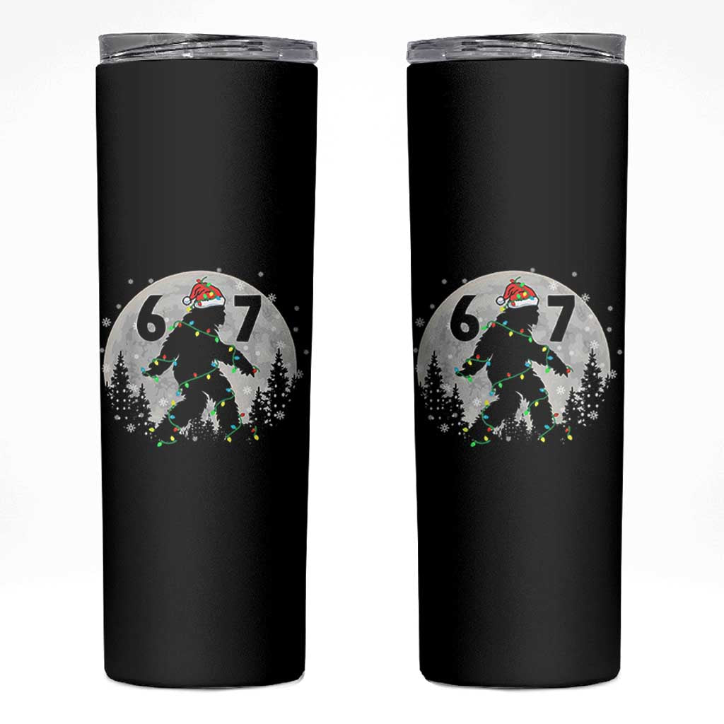 Funny Bigfoot 67 Christmas Night Stroll Moon Sasquatch Skinny Tumbler - Wonder Print Shop
