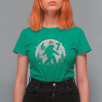 Funny Bigfoot 67 Christmas Night Stroll Moon Sasquatch T Shirt For Women - Wonder Print Shop