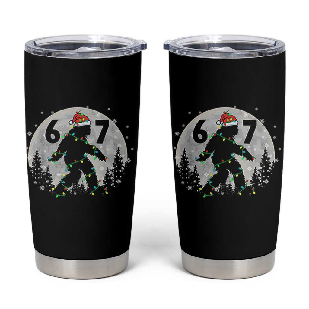Funny Bigfoot 67 Christmas Night Stroll Moon Sasquatch Tumbler Cup - Wonder Print Shop