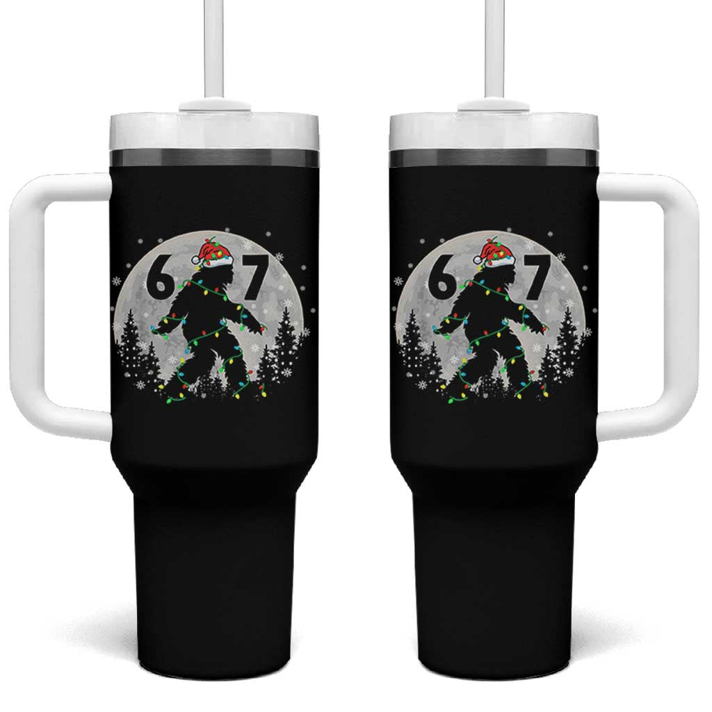 Funny Bigfoot 67 Christmas Night Stroll Moon Sasquatch Tumbler With Handle - Wonder Print Shop