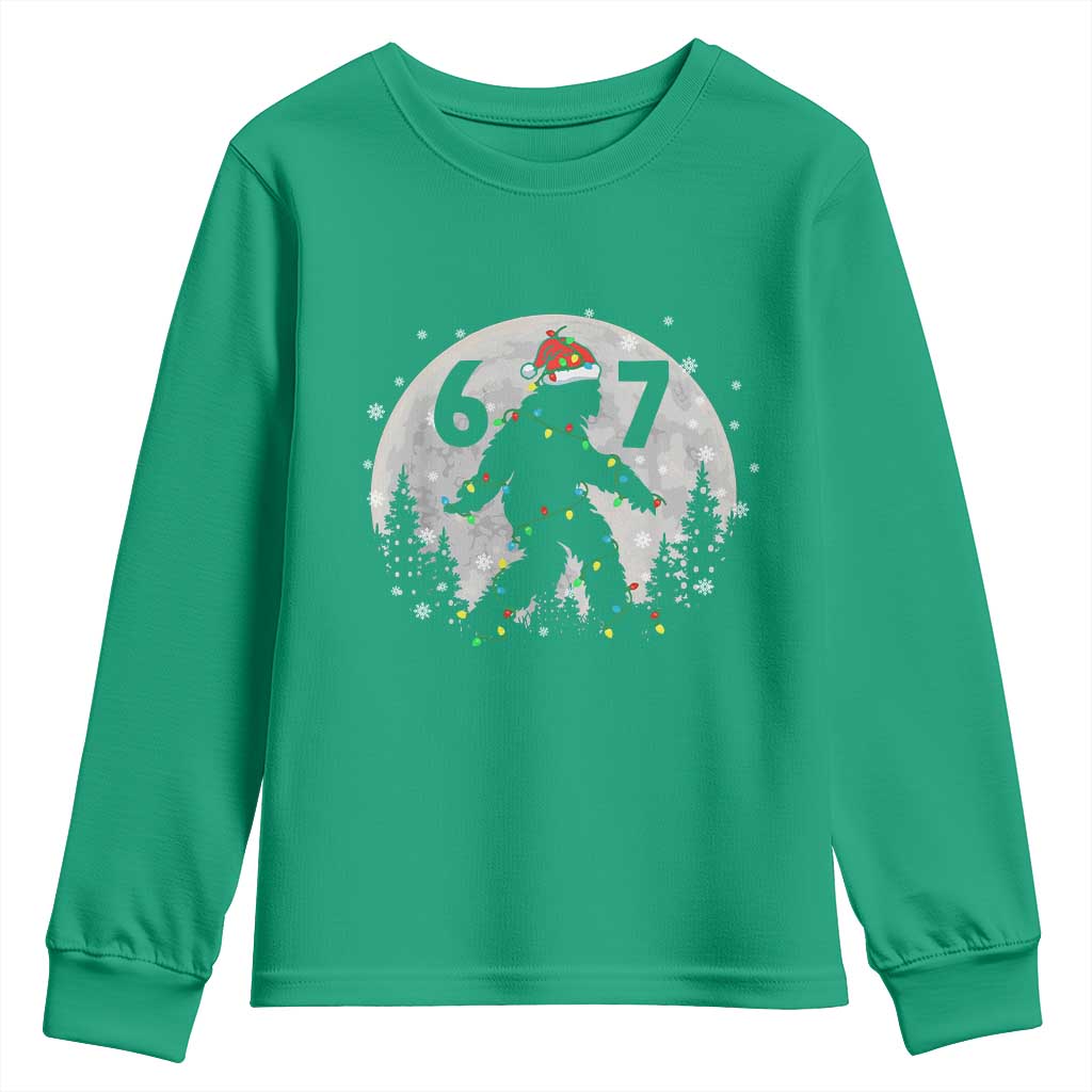 Funny Bigfoot 67 Christmas Night Stroll Moon Sasquatch Youth Sweatshirt - Wonder Print Shop