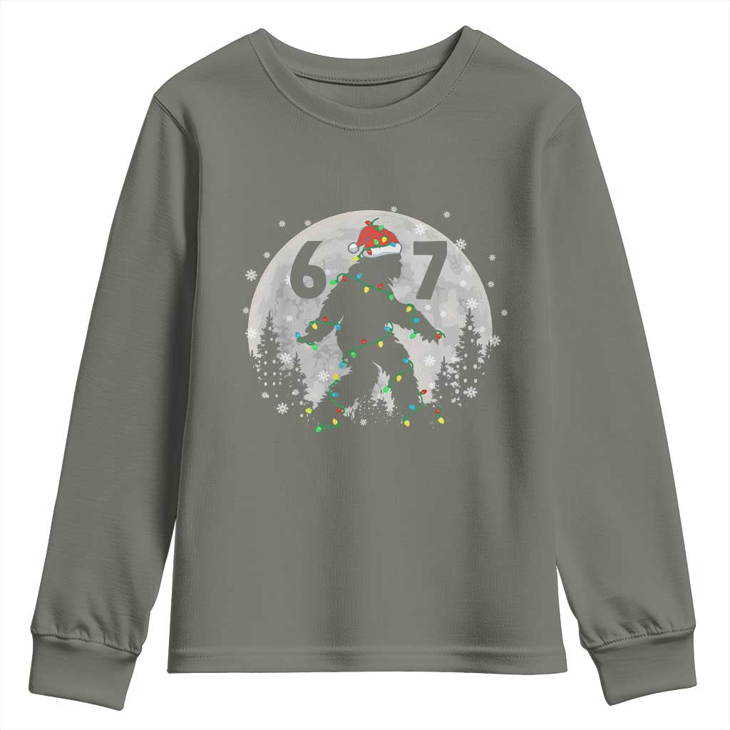 Funny Bigfoot 67 Christmas Night Stroll Moon Sasquatch Youth Sweatshirt - Wonder Print Shop