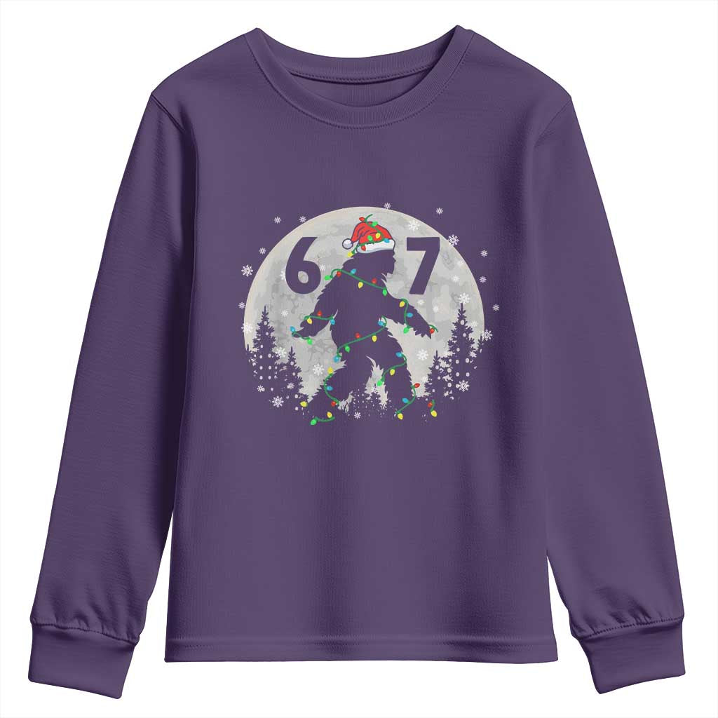 Funny Bigfoot 67 Christmas Night Stroll Moon Sasquatch Youth Sweatshirt - Wonder Print Shop