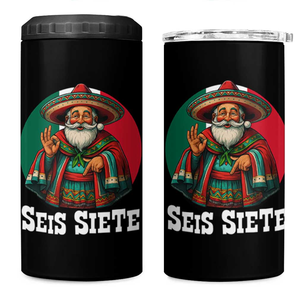 Funny Mexican Christmas 67 4 in 1 Can Cooler Tumbler Seis Siete Santa In Mexico - Wonder Print Shop