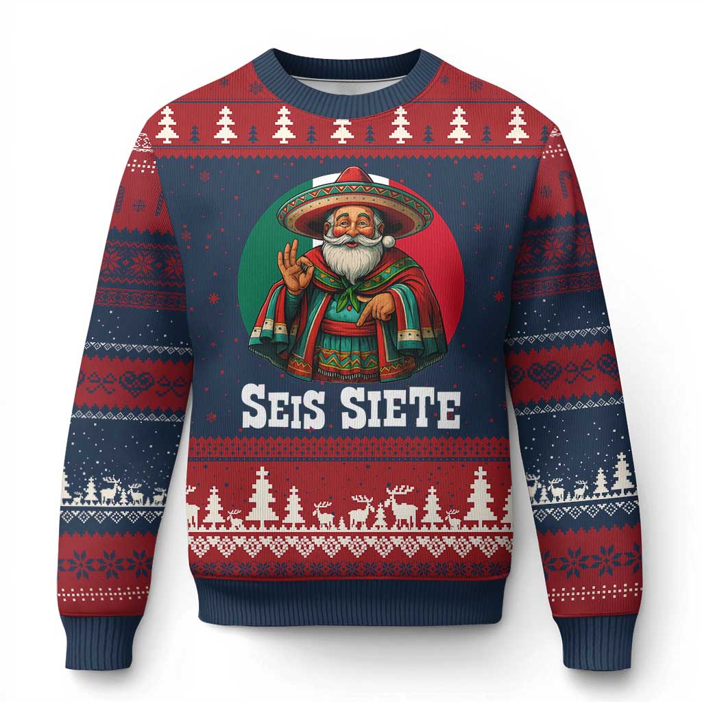 Funny Mexican Xmas 67 Ugly Christmas Sweater Seis Siete Santa In Mexico - Wonder Print Shop