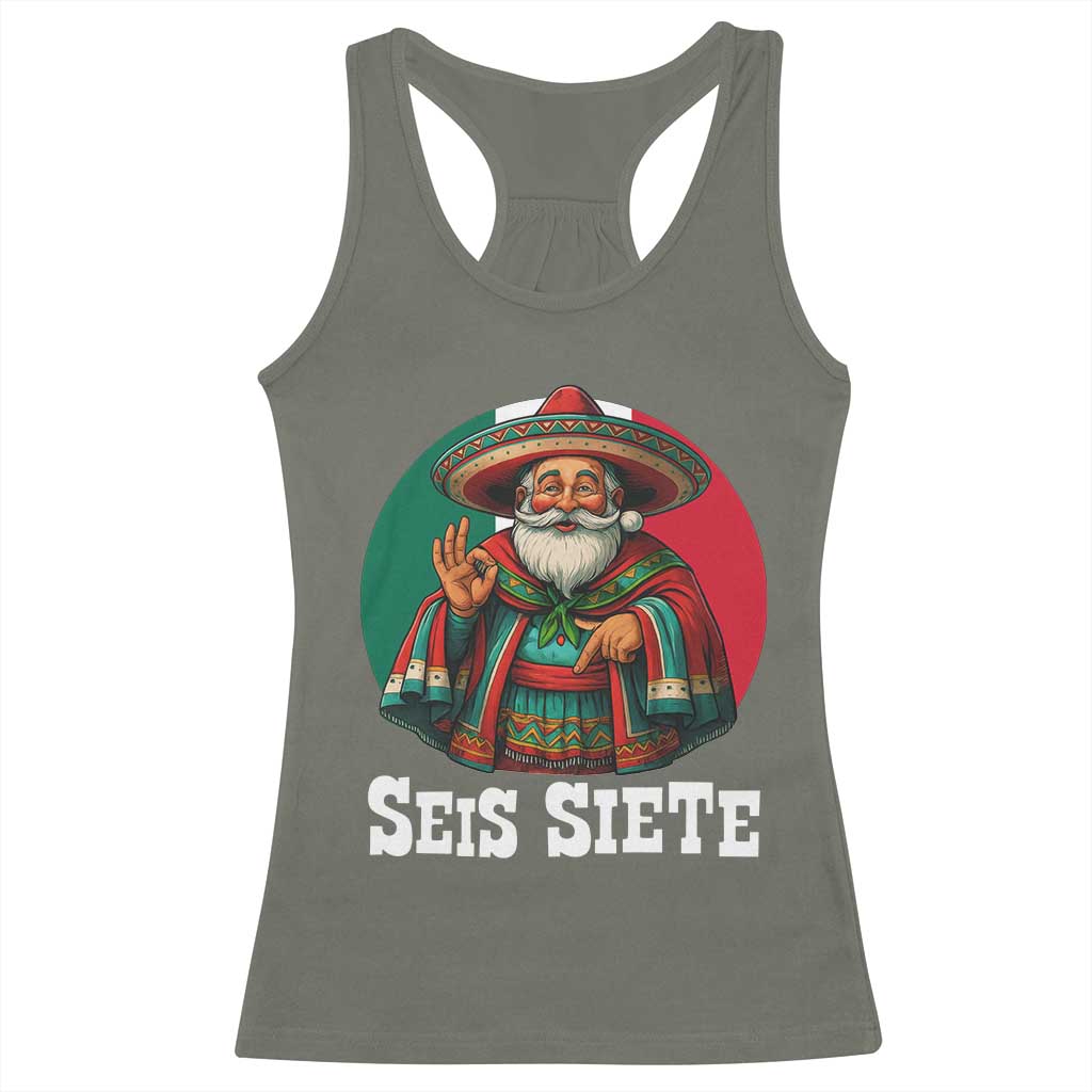 Funny Mexican Christmas 67 Racerback Tank Top Seis Siete Santa In Mexico - Wonder Print Shop