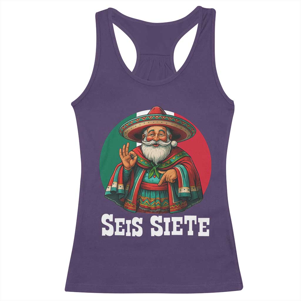 Funny Mexican Christmas 67 Racerback Tank Top Seis Siete Santa In Mexico - Wonder Print Shop