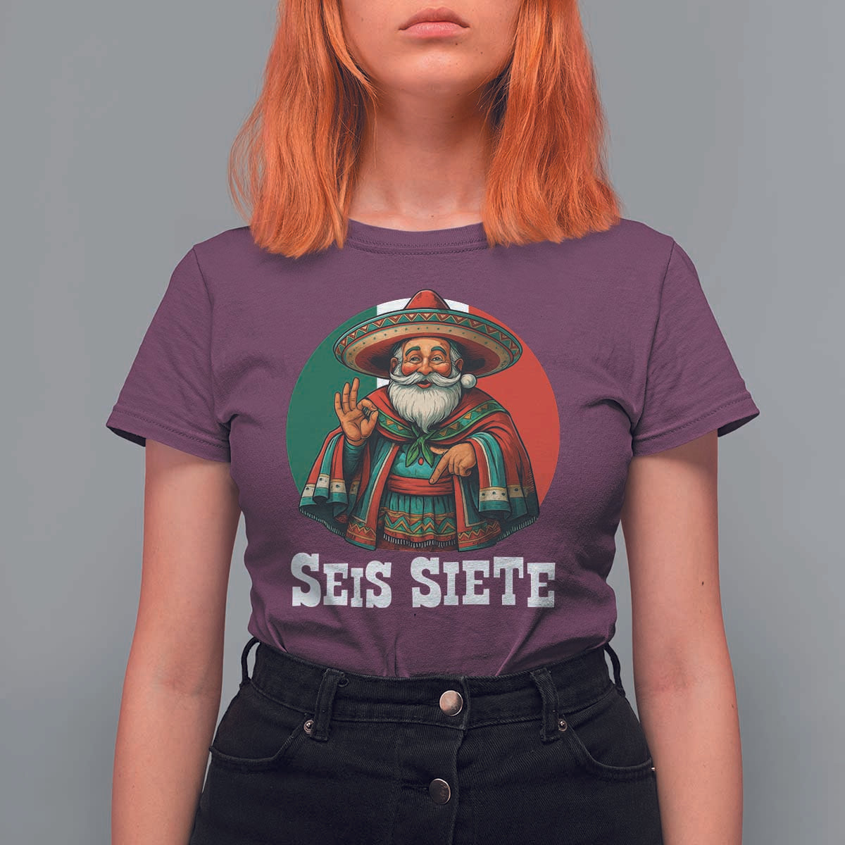 Funny Mexican Christmas 67 T Shirt For Women Seis Siete Santa In Mexico - Wonder Print Shop