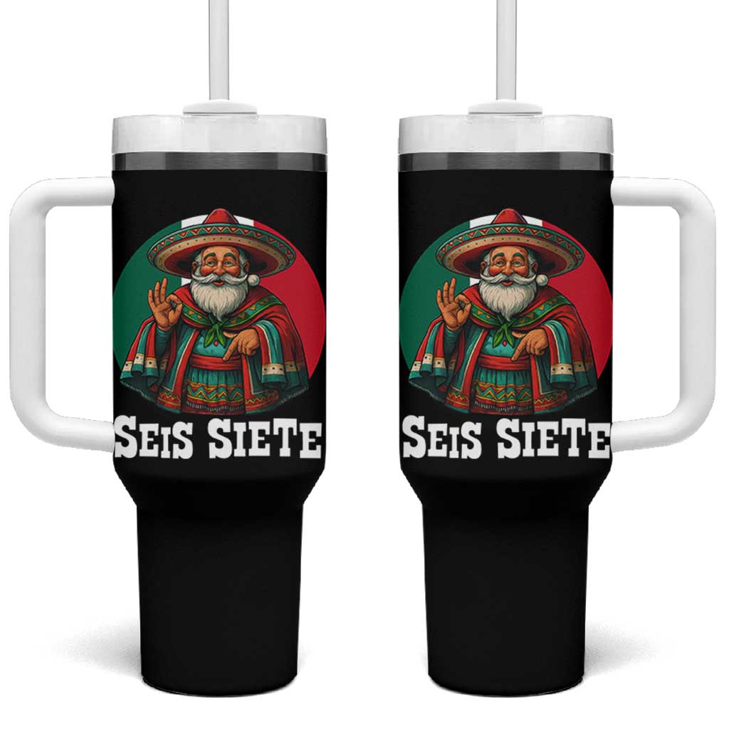 Funny Mexican Christmas 67 Tumbler With Handle Seis Siete Santa In Mexico - Wonder Print Shop