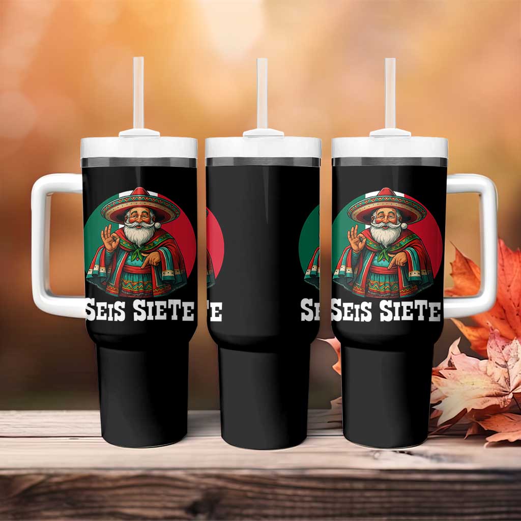 Funny Mexican Christmas 67 Tumbler With Handle Seis Siete Santa In Mexico - Wonder Print Shop