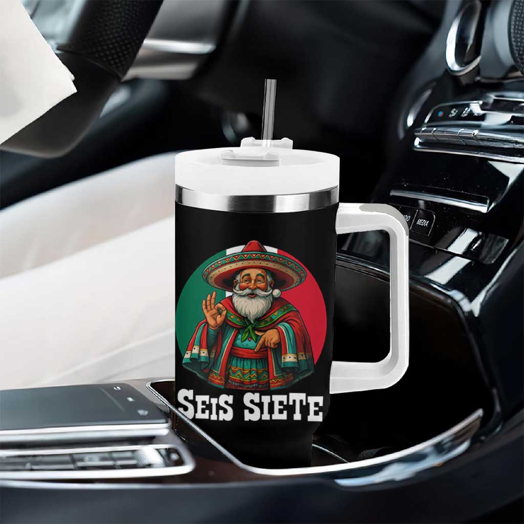 Funny Mexican Christmas 67 Tumbler With Handle Seis Siete Santa In Mexico - Wonder Print Shop