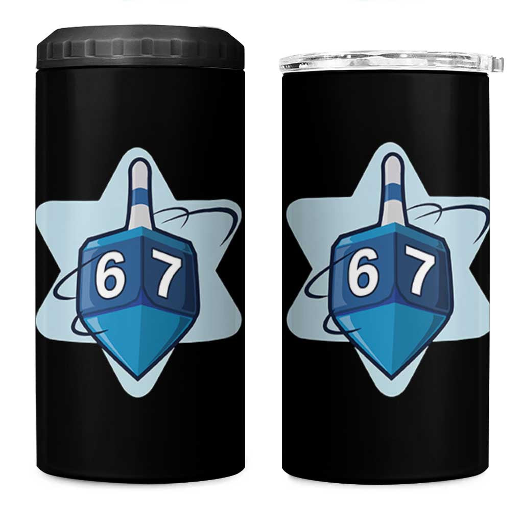 Funny Hanukkah 67 4 in 1 Can Cooler Tumbler Six Seven Meme Dreidel Star Of David - Wonder Print Shop