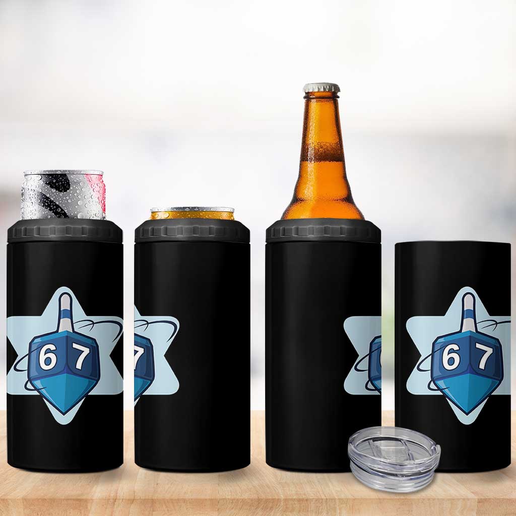 Funny Hanukkah 67 4 in 1 Can Cooler Tumbler Six Seven Meme Dreidel Star Of David - Wonder Print Shop