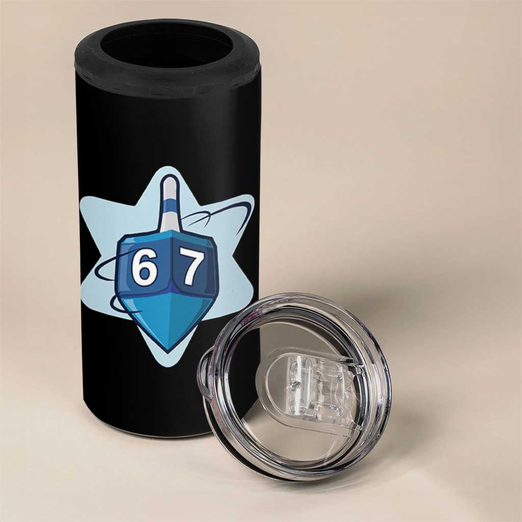 Funny Hanukkah 67 4 in 1 Can Cooler Tumbler Six Seven Meme Dreidel Star Of David - Wonder Print Shop