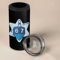 Funny Hanukkah 67 4 in 1 Can Cooler Tumbler Six Seven Meme Dreidel Star Of David - Wonder Print Shop