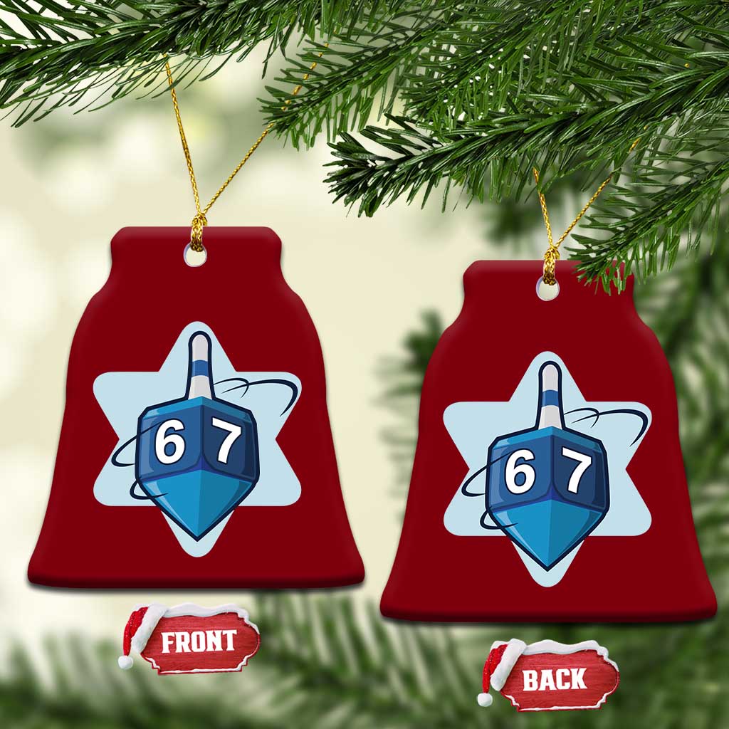 Funny Hanukkah 67 Ceramic Ornament Six Seven Meme Dreidel Star Of David - Wonder Print Shop