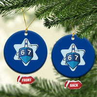 Funny Hanukkah 67 Ceramic Ornament Six Seven Meme Dreidel Star Of David - Wonder Print Shop