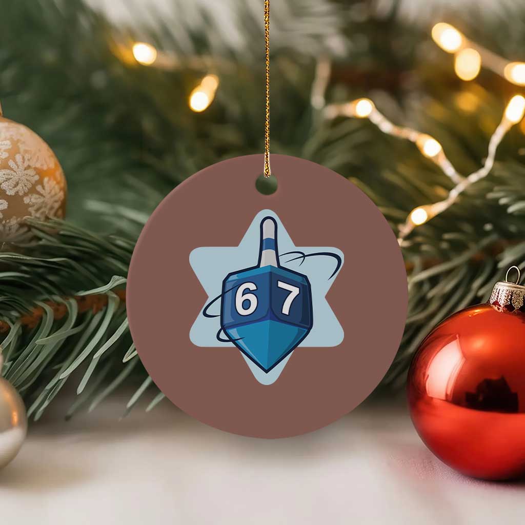 Funny Hanukkah 67 Ceramic Ornament Six Seven Meme Dreidel Star Of David - Wonder Print Shop