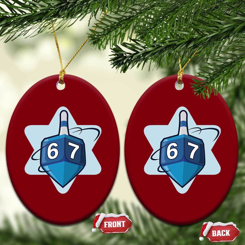 Funny Hanukkah 67 Ceramic Ornament Six Seven Meme Dreidel Star Of David - Wonder Print Shop