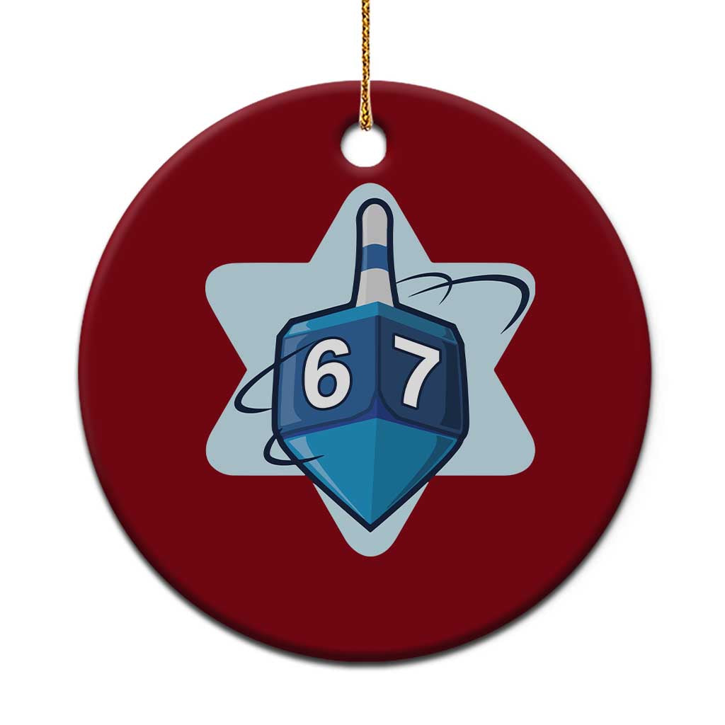 Funny Hanukkah 67 Ceramic Ornament Six Seven Meme Dreidel Star Of David - Wonder Print Shop