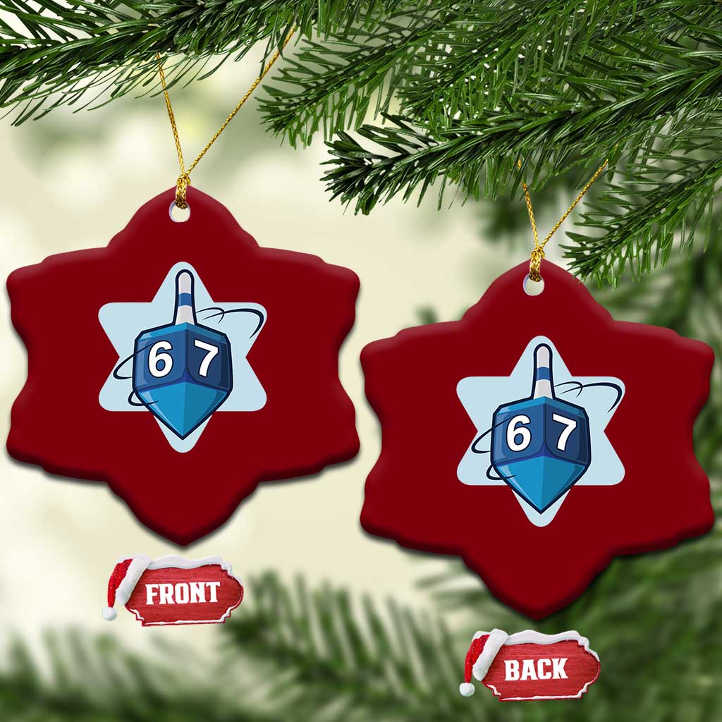 Funny Hanukkah 67 Ceramic Ornament Six Seven Meme Dreidel Star Of David - Wonder Print Shop