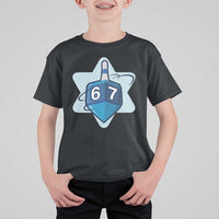 Funny Hanukkah 67 T Shirt For Kid Six Seven Meme Dreidel Star Of David - Wonder Print Shop