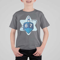 Funny Hanukkah 67 T Shirt For Kid Six Seven Meme Dreidel Star Of David - Wonder Print Shop