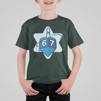Funny Hanukkah 67 T Shirt For Kid Six Seven Meme Dreidel Star Of David - Wonder Print Shop