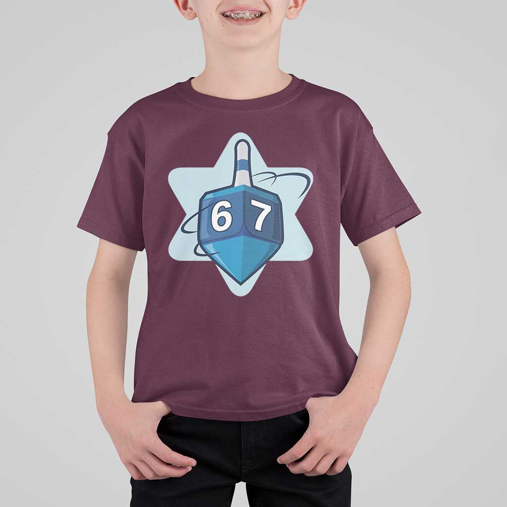 Funny Hanukkah 67 T Shirt For Kid Six Seven Meme Dreidel Star Of David - Wonder Print Shop