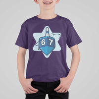 Funny Hanukkah 67 T Shirt For Kid Six Seven Meme Dreidel Star Of David - Wonder Print Shop