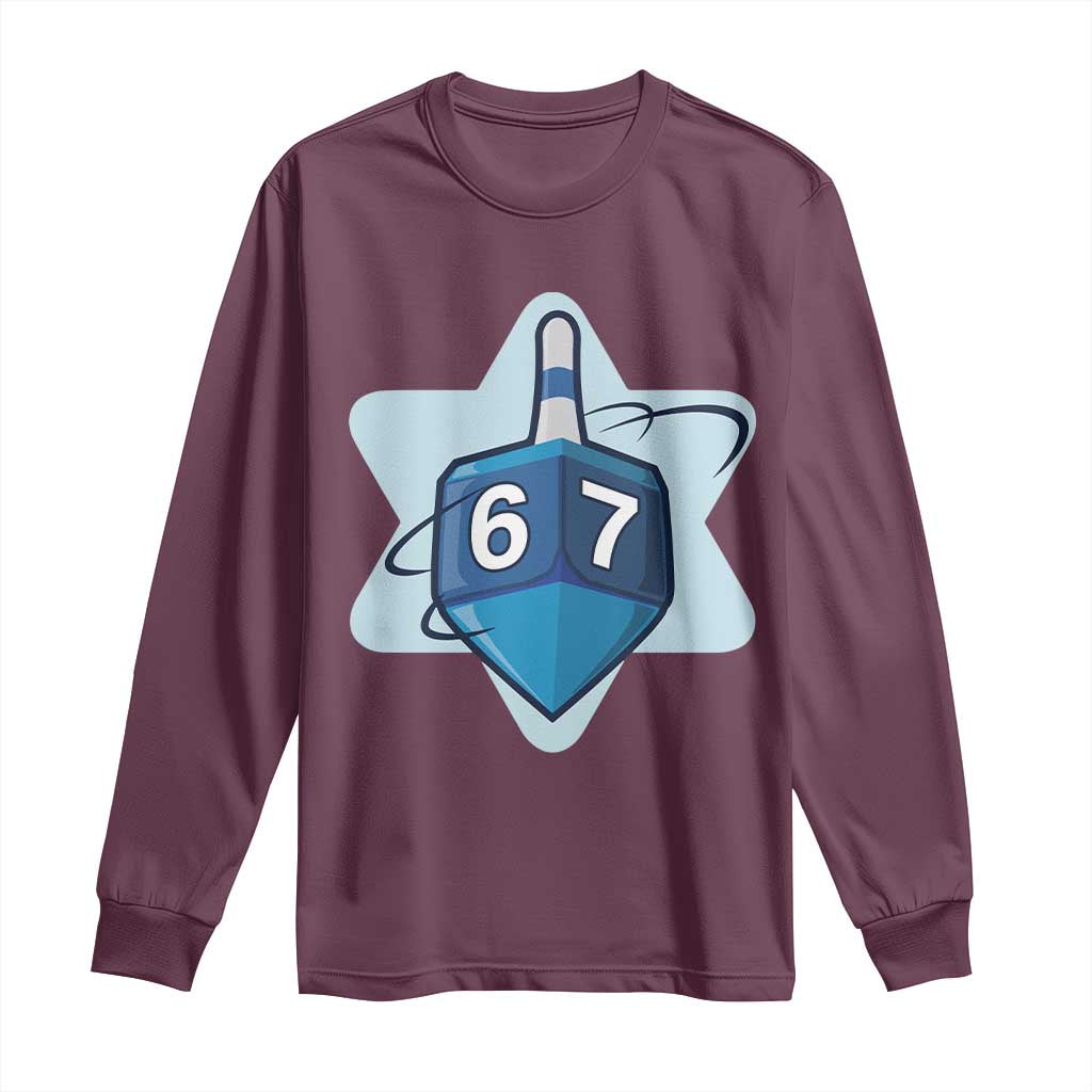 Funny Hanukkah 67 Long Sleeve Shirt Six Seven Meme Dreidel Star Of David - Wonder Print Shop