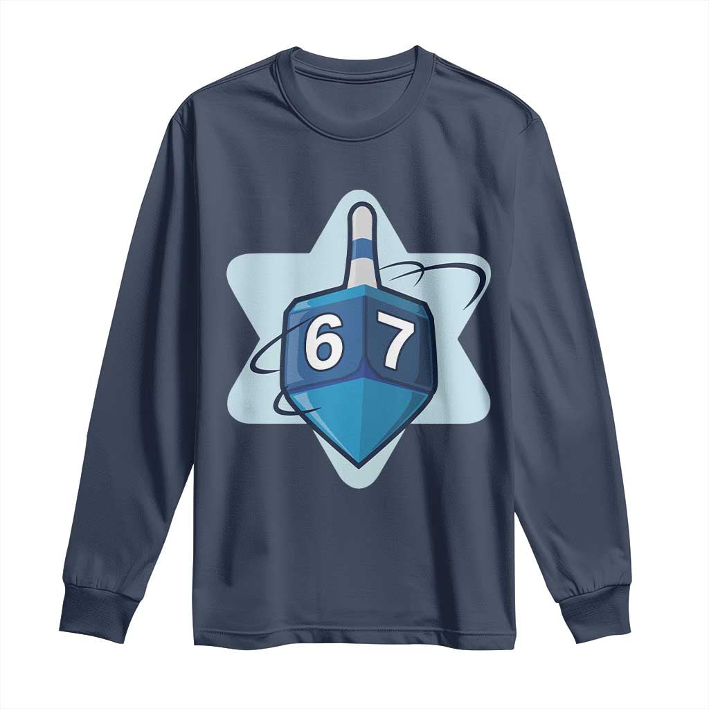 Funny Hanukkah 67 Long Sleeve Shirt Six Seven Meme Dreidel Star Of David - Wonder Print Shop