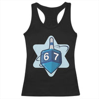 Funny Hanukkah 67 Racerback Tank Top Six Seven Meme Dreidel Star Of David - Wonder Print Shop