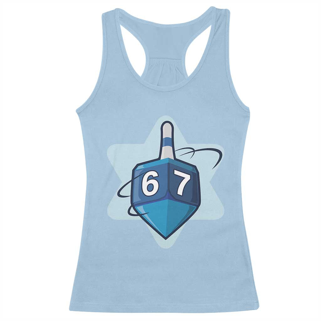 Funny Hanukkah 67 Racerback Tank Top Six Seven Meme Dreidel Star Of David - Wonder Print Shop
