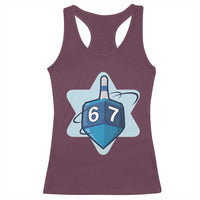 Funny Hanukkah 67 Racerback Tank Top Six Seven Meme Dreidel Star Of David - Wonder Print Shop