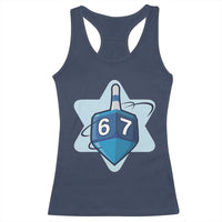 Funny Hanukkah 67 Racerback Tank Top Six Seven Meme Dreidel Star Of David - Wonder Print Shop