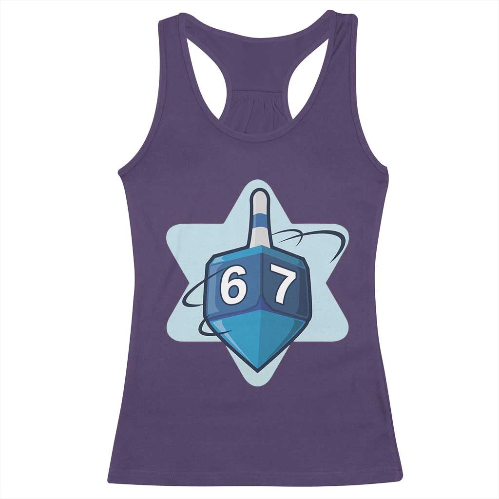 Funny Hanukkah 67 Racerback Tank Top Six Seven Meme Dreidel Star Of David - Wonder Print Shop