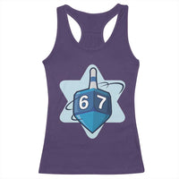 Funny Hanukkah 67 Racerback Tank Top Six Seven Meme Dreidel Star Of David - Wonder Print Shop