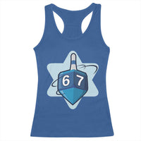 Funny Hanukkah 67 Racerback Tank Top Six Seven Meme Dreidel Star Of David - Wonder Print Shop