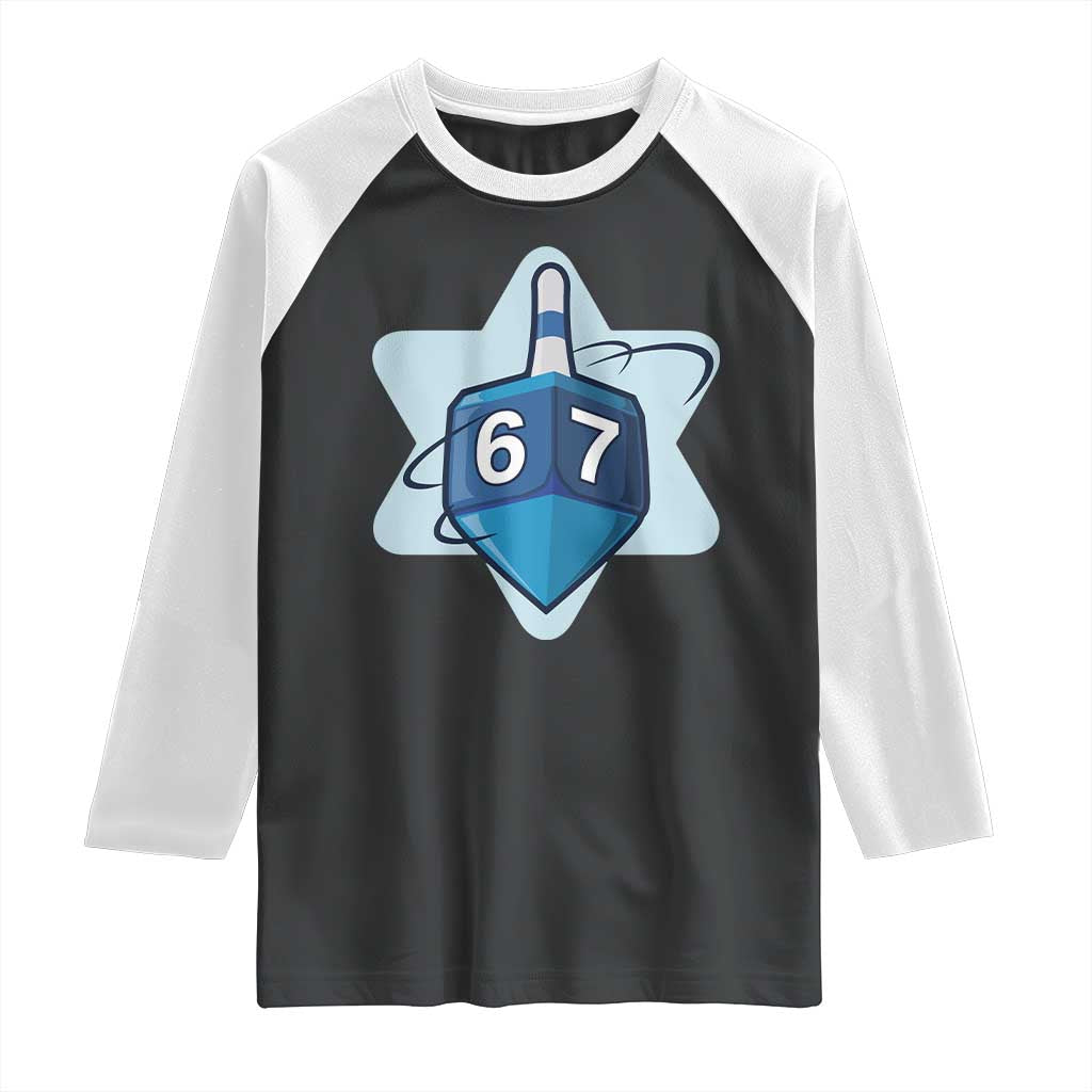 Funny Hanukkah 67 Raglan Shirt Six Seven Meme Dreidel Star Of David - Wonder Print Shop