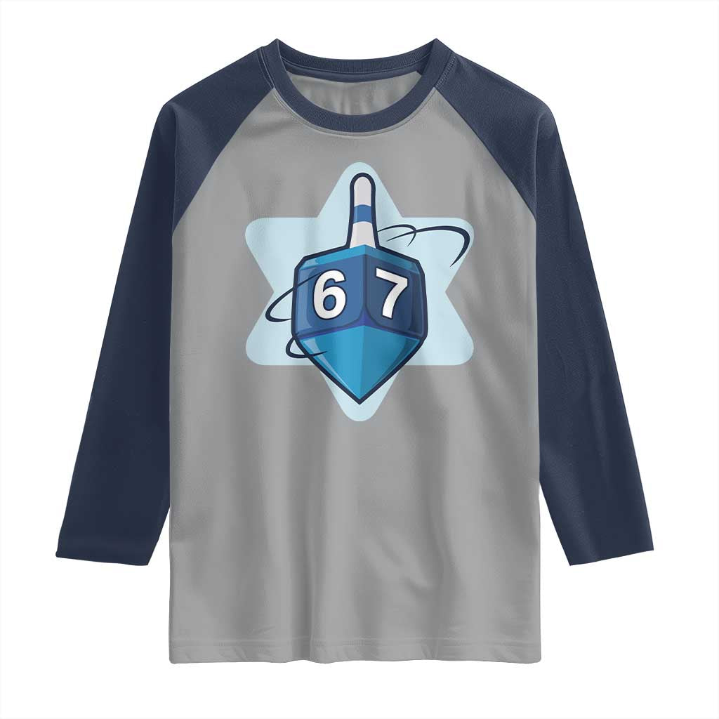 Funny Hanukkah 67 Raglan Shirt Six Seven Meme Dreidel Star Of David - Wonder Print Shop