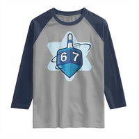 Funny Hanukkah 67 Raglan Shirt Six Seven Meme Dreidel Star Of David - Wonder Print Shop