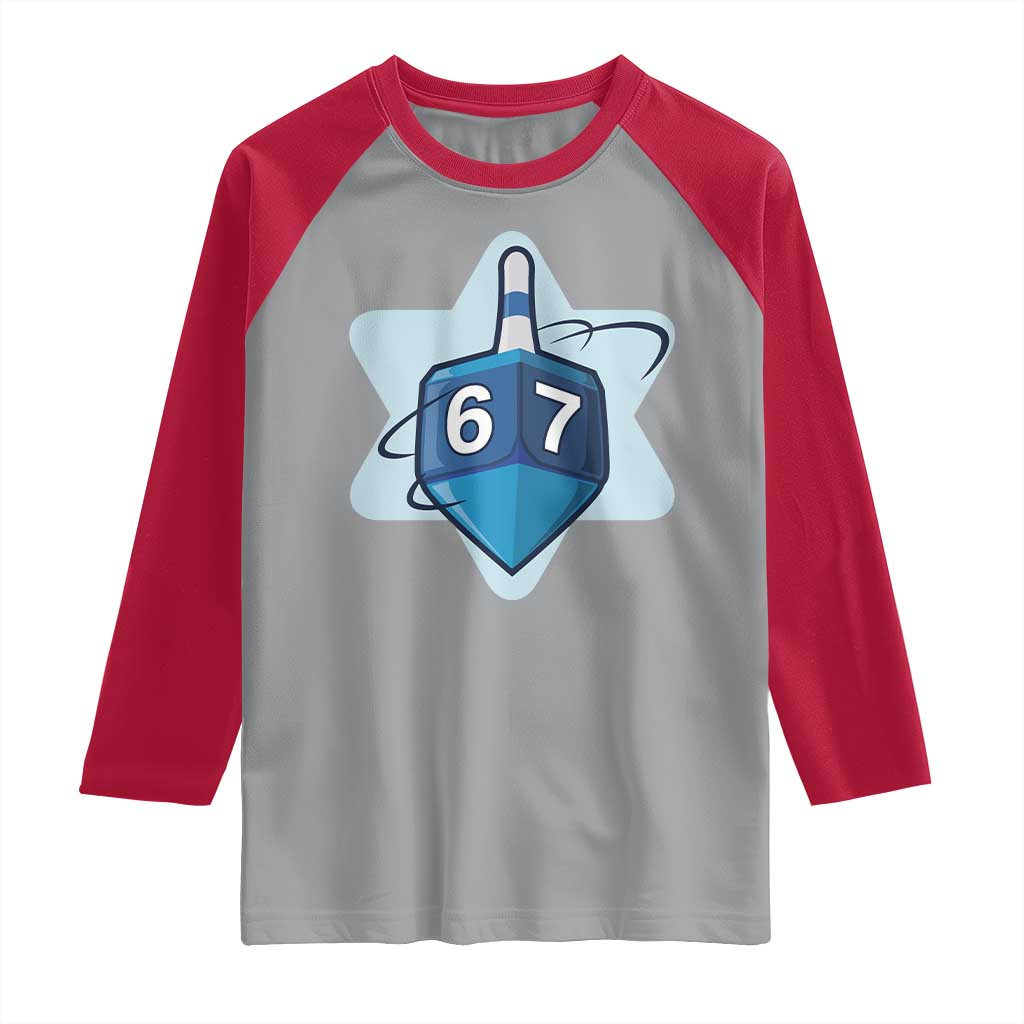 Funny Hanukkah 67 Raglan Shirt Six Seven Meme Dreidel Star Of David - Wonder Print Shop