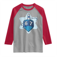 Funny Hanukkah 67 Raglan Shirt Six Seven Meme Dreidel Star Of David - Wonder Print Shop