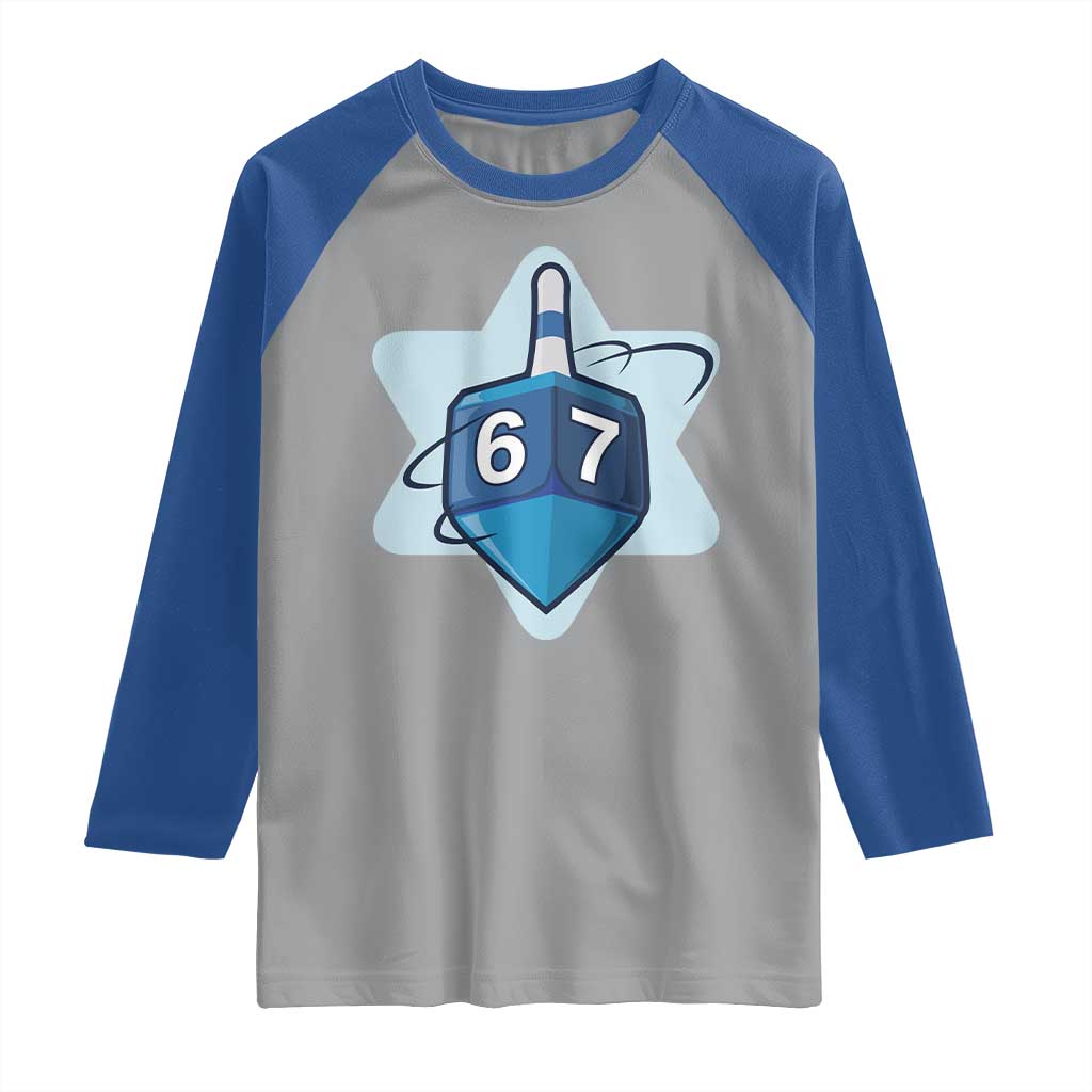 Funny Hanukkah 67 Raglan Shirt Six Seven Meme Dreidel Star Of David - Wonder Print Shop